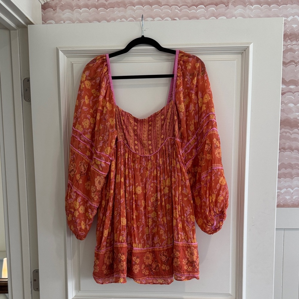 Free People Floral Blouse - Red and Pink